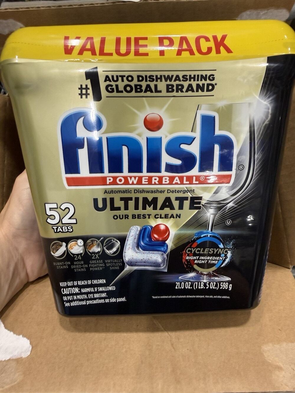 Finish Powerball ULTIMATE 4-In-1 Dishwasher Detergent Tabs 52ct Refillable Tub